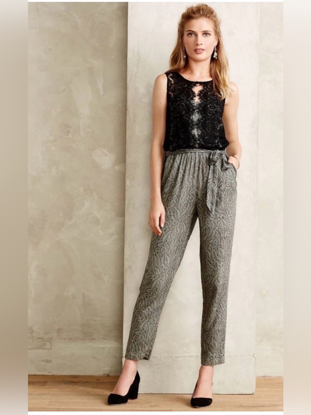 Elevenes Lace Detail Jumpsuit | Boho Chic Pocket Jumpsuit | Size 2